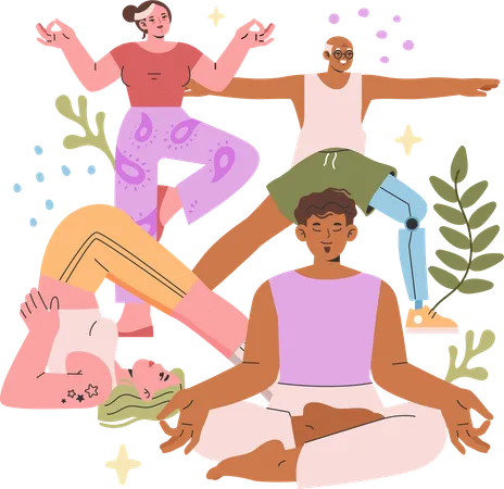 People Doing Yoga  Illustration