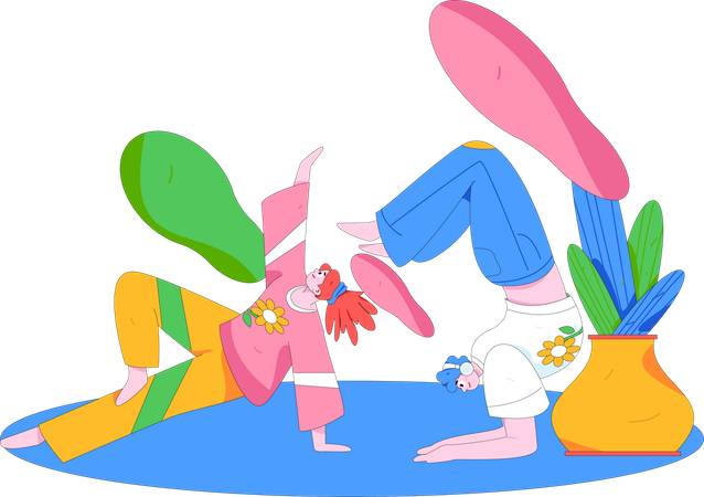 People doing yoga pose  Illustration