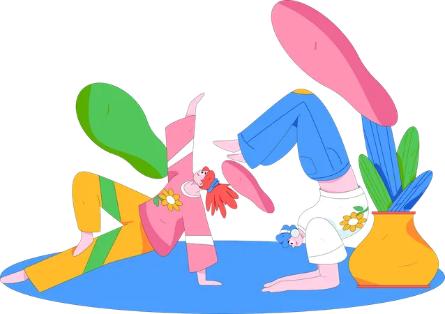 People doing yoga pose  Illustration