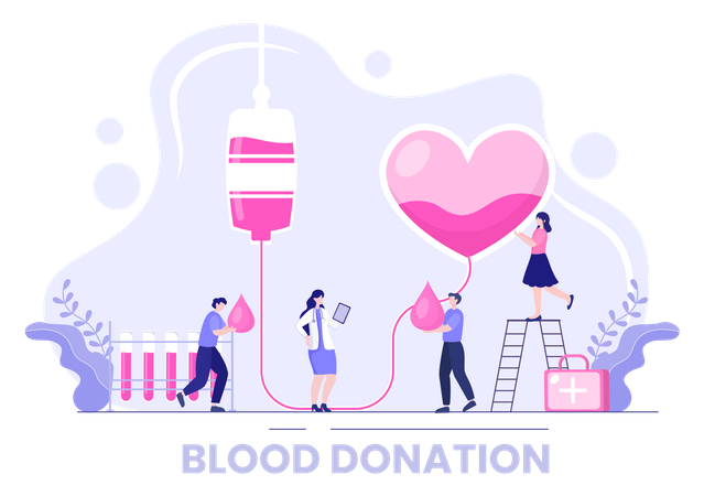 People donating blood for the charity  Illustration