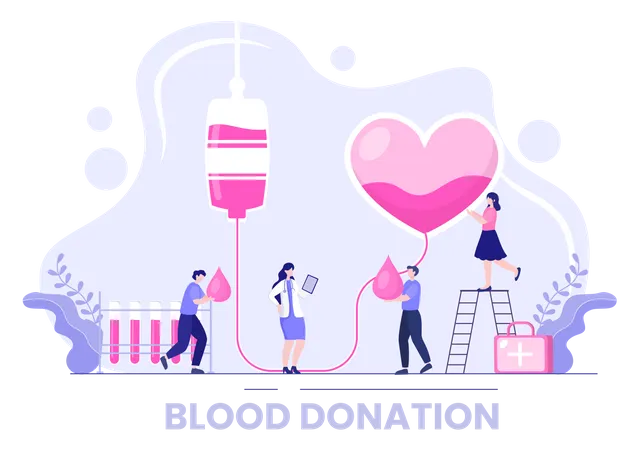 People donating blood for the charity  Illustration