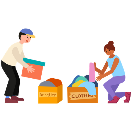 People donating Clothes Illustration