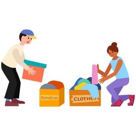 People donating Clothes  Illustration