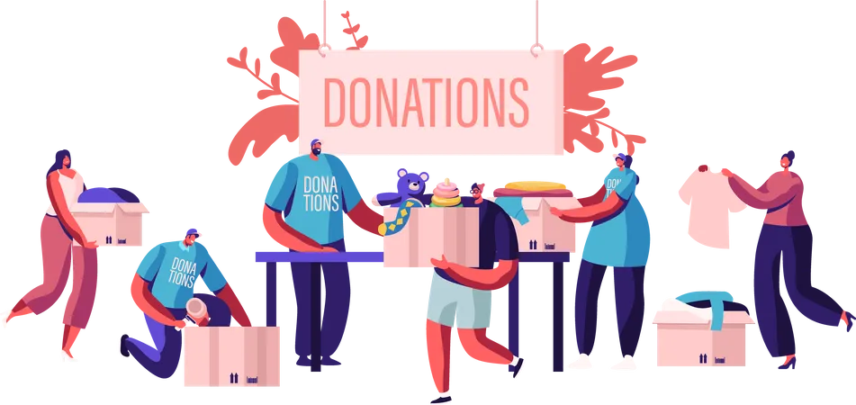 People donating to poor people charity organization  Illustration