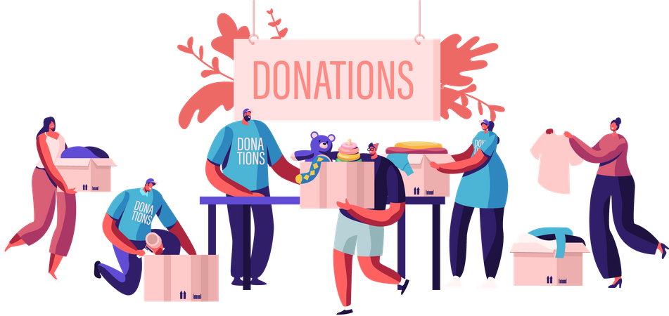 People donating to poor people charity organization  Illustration