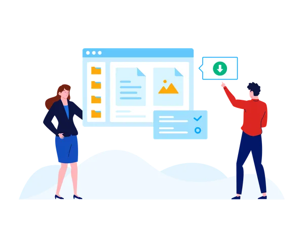 People downloading business document  Illustration