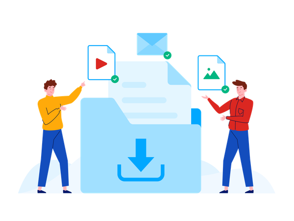 People downloading business file  Illustration