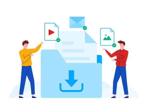 People downloading business file  Illustration