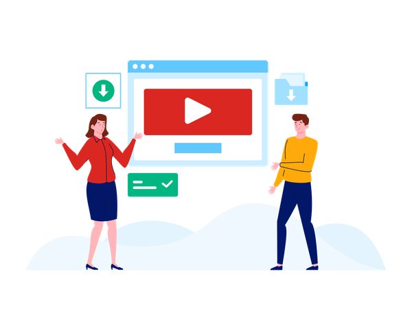 People downloading online video  Illustration
