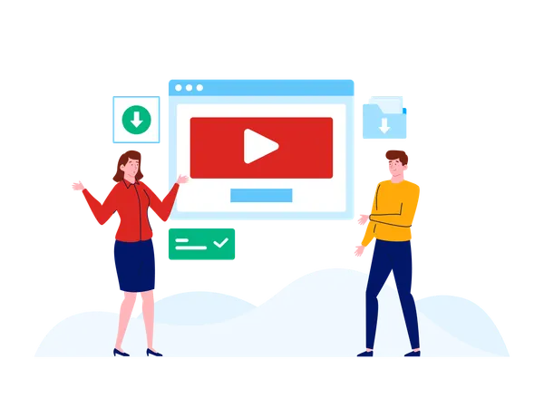 People downloading online video  Illustration