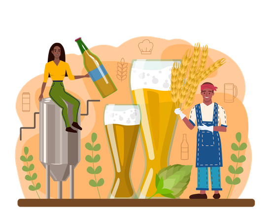 People drinking alcohol in bar  Illustration