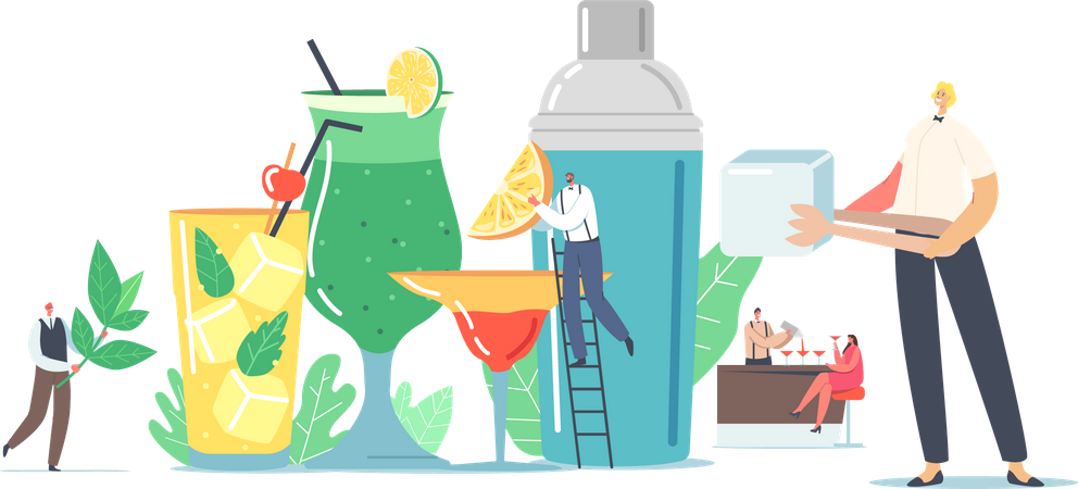 People drinking cold drinks  Illustration