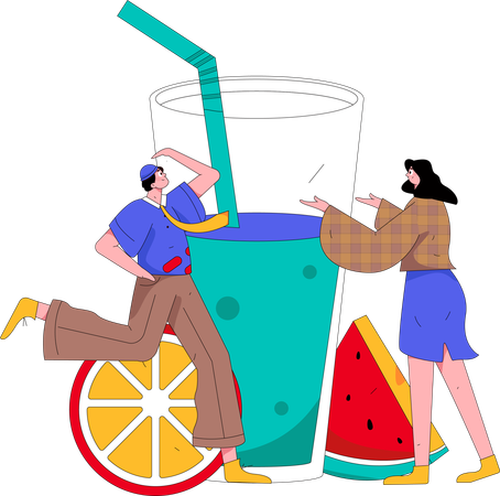 People drinking fruit juice  Illustration