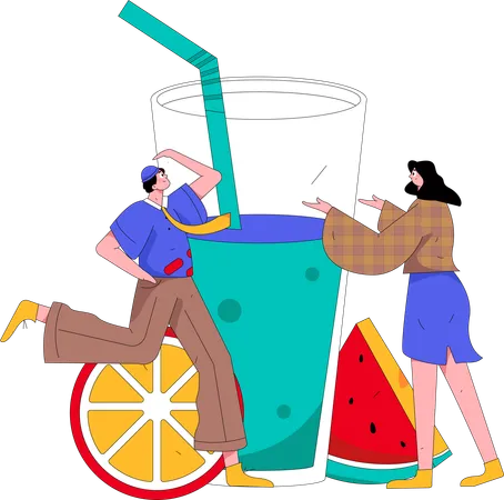 People drinking fruit juice  Illustration