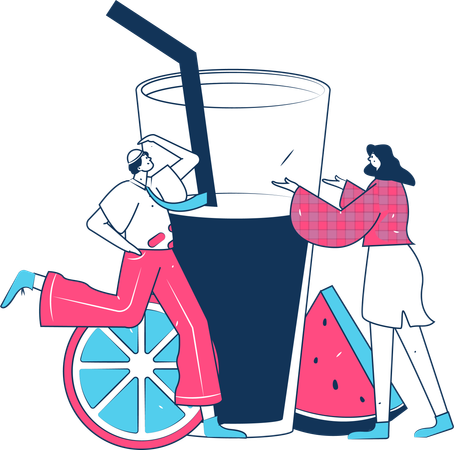 People drinking fruit juice  Illustration