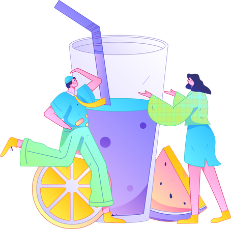 People drinking fruit juice  Illustration