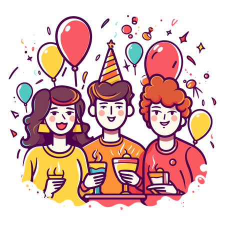 People drinking in birthday party  Illustration