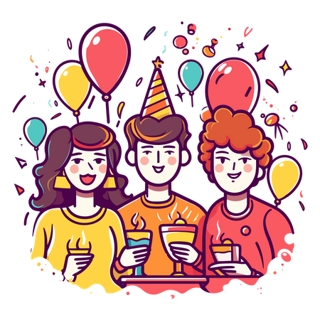 People drinking in birthday party  Illustration