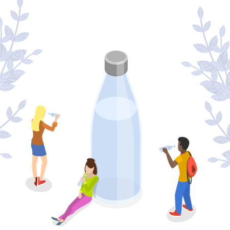 People Drinking Water in Hydration Break  Illustration