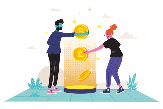People earning passive income from cryptocurrencies  Illustration