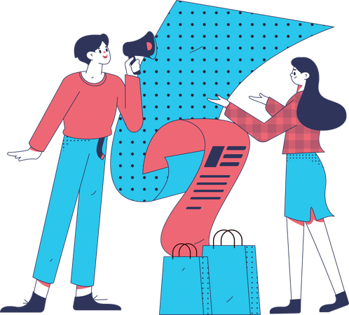 People earning shopping voucher  Illustration
