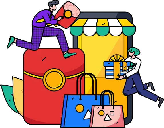 People earning shopping vouchers from website  Illustration