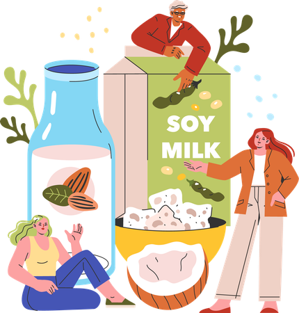 People eating Healthy Food  Illustration