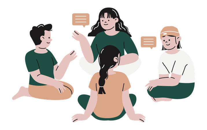 People Engaged in Group Discussion  Illustration