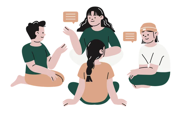 People Engaged in Group Discussion  Illustration