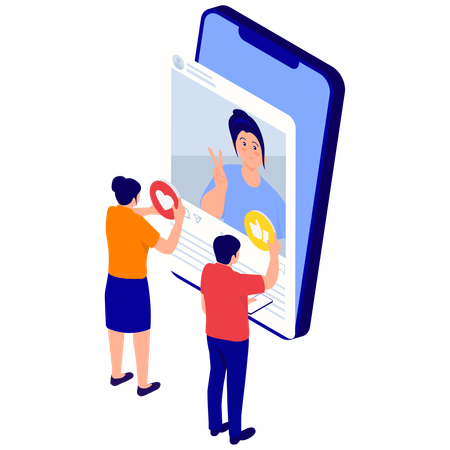 People engaging with social post  Illustration