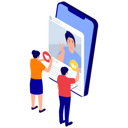 People engaging with social post  Illustration