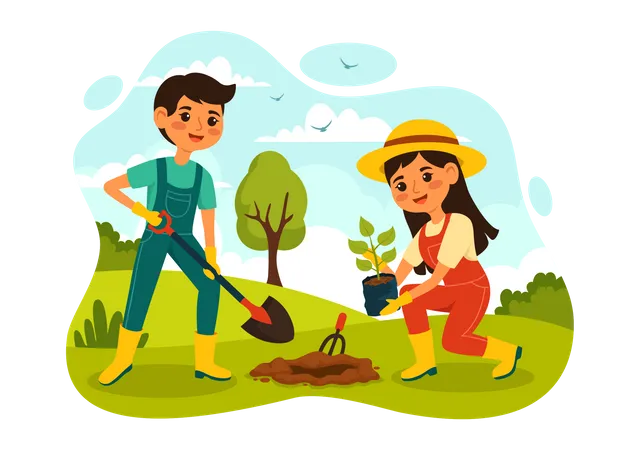 People Enjoy Gardening  Illustration