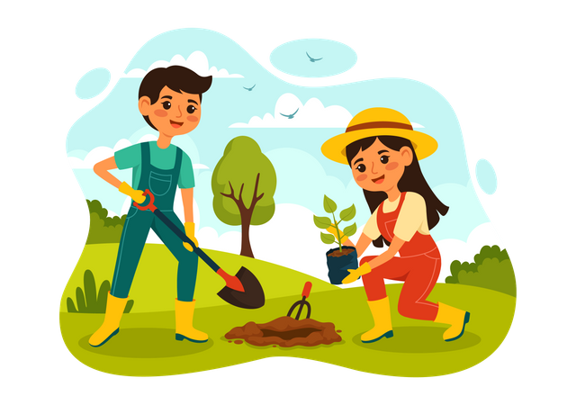 People Enjoy Gardening  Illustration