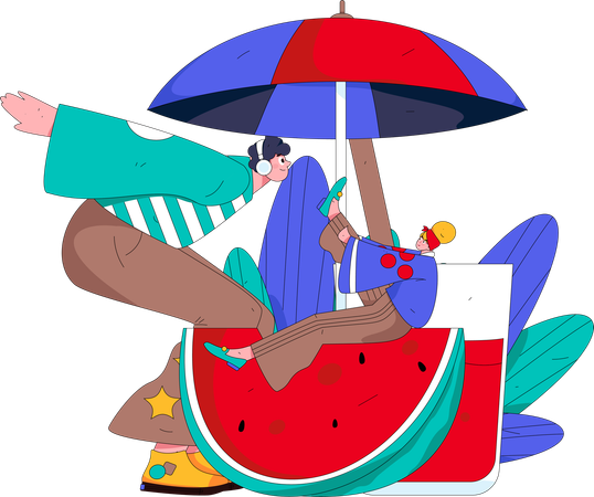 People enjoy summer holiday  Illustration