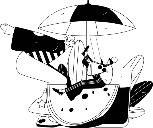 People enjoy summer holiday  Illustration