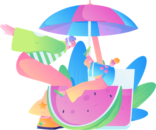 People enjoy summer holiday  Illustration