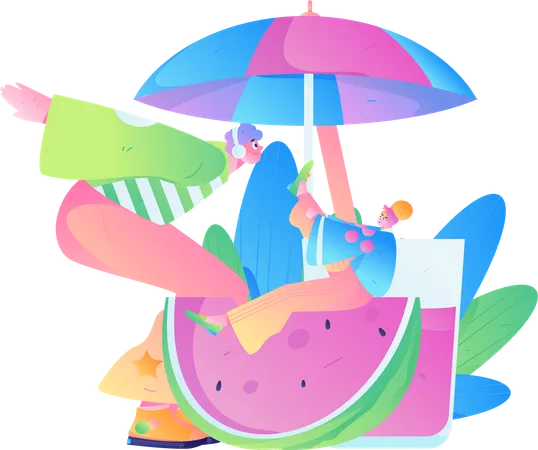 People enjoy summer holiday  Illustration