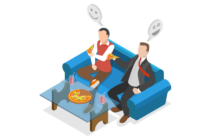 People Enjoying A Meal  Illustration