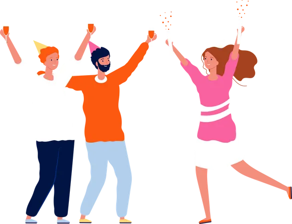 People enjoying and drinking cocktail in birthday party Illustration