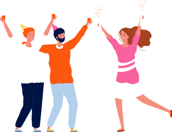 People enjoying and drinking cocktail in birthday party  Illustration