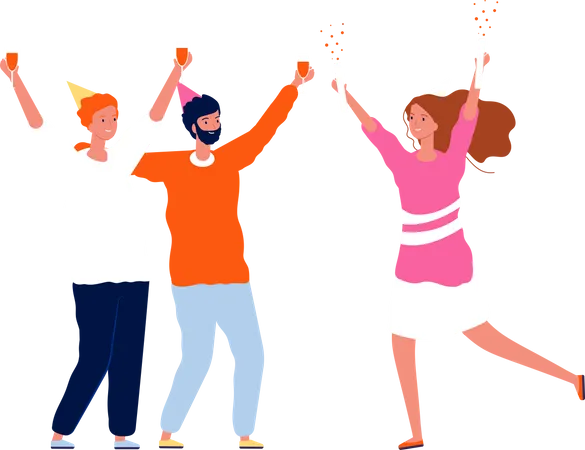 People enjoying and drinking cocktail in birthday party  Illustration