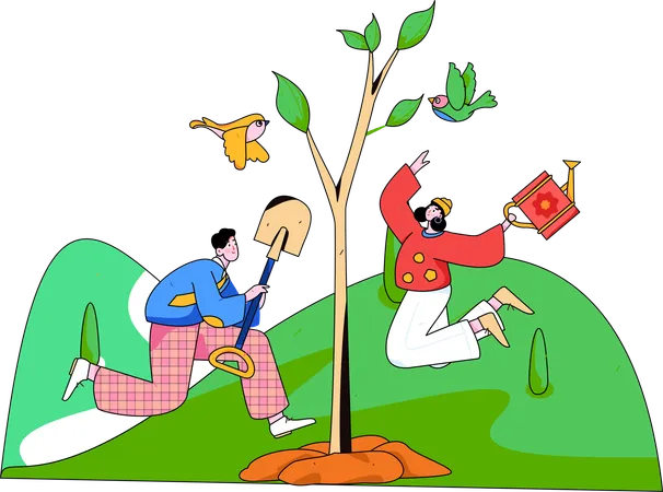 People enjoying Arbor day  Illustration