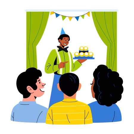 People enjoying at a birthday party  Illustration