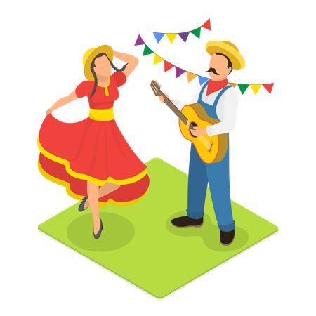 People enjoying at Festa Junina festival  Illustration