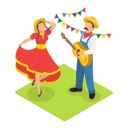 People enjoying at Festa Junina festival  Illustration