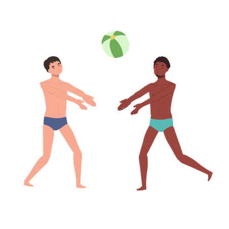 People Enjoying Beachball  Illustration