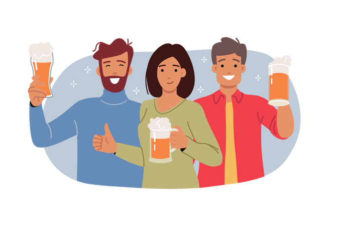 People enjoying beer party  Illustration