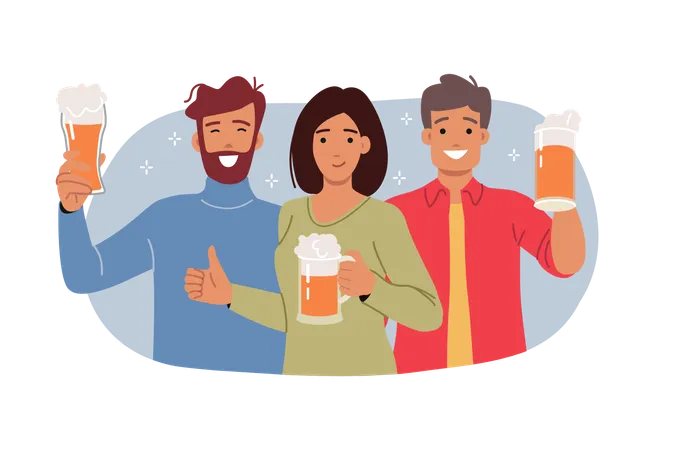 People enjoying beer party  Illustration