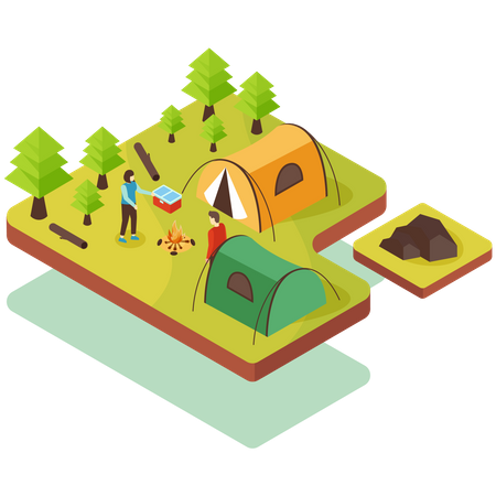 People Enjoying camping  Illustration