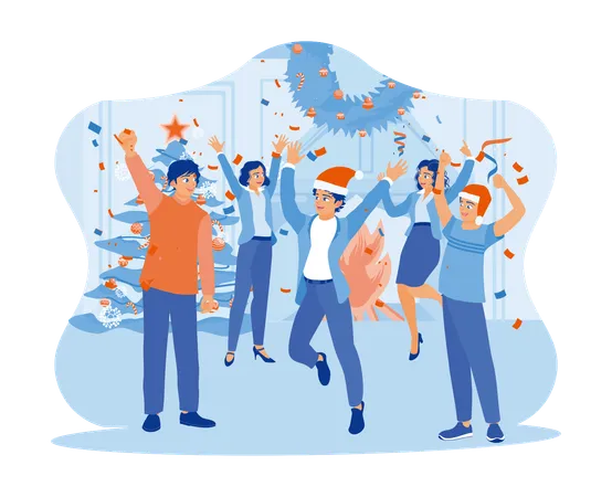 People enjoying Christmas party  Illustration